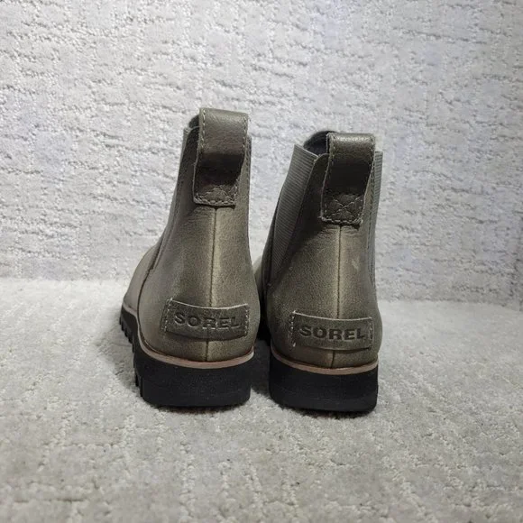 Sorel Harlow Women's Size US 5.5 Gray Leather Chelsea Pull On Ankle Boots NEW - Picture 4 of 9